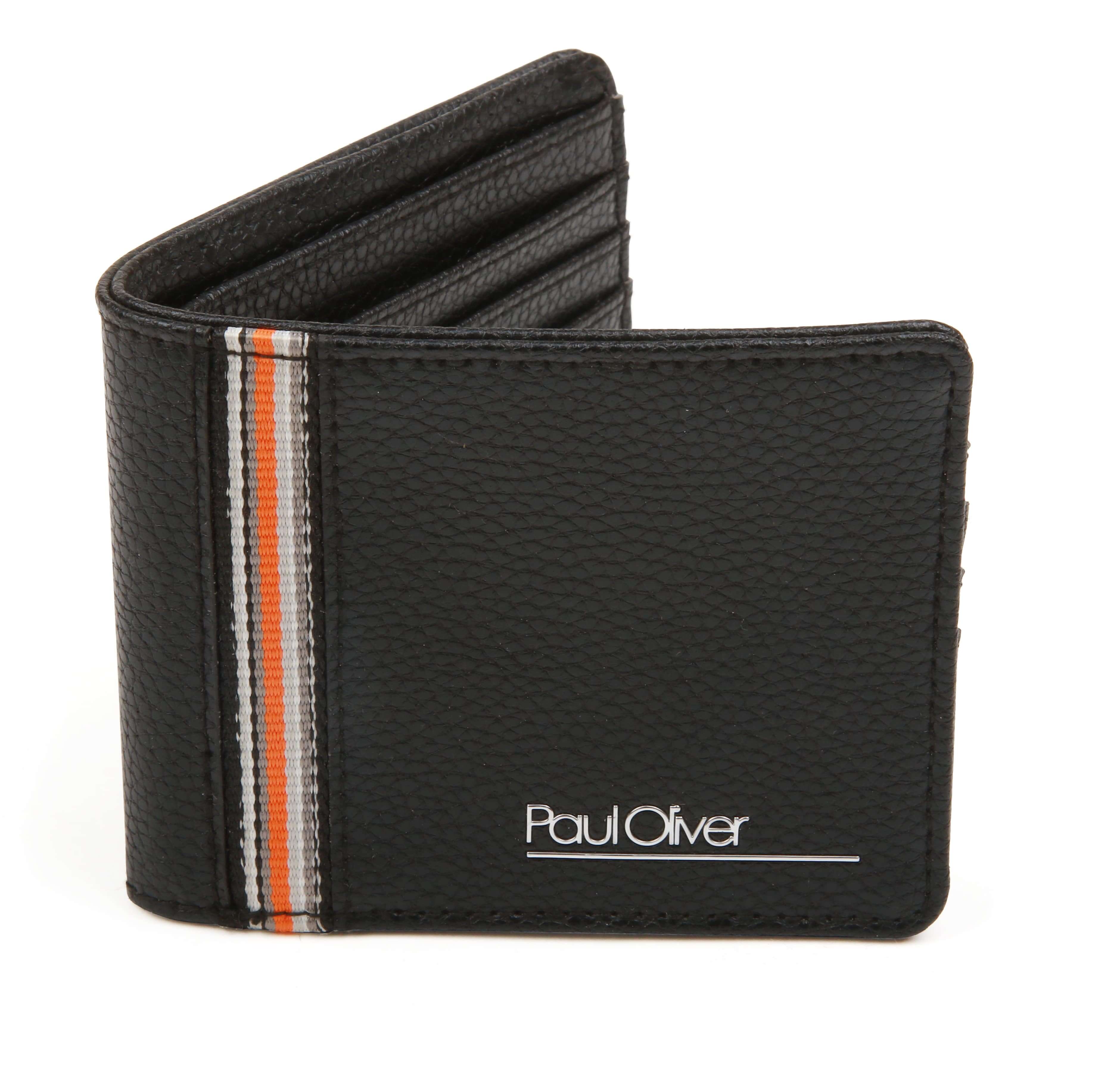 Mens Microfibre Wallet With Orange Black Stripe