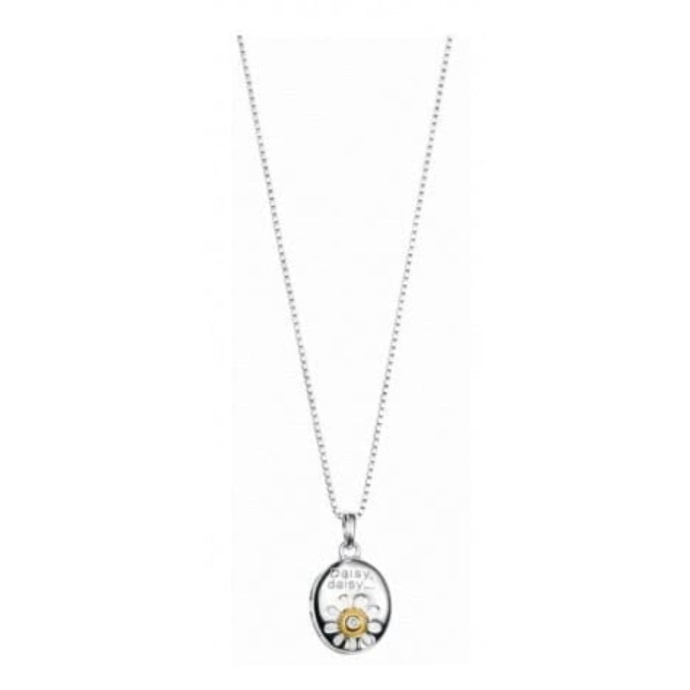 Sterling Silver Girls Locket With A Daisy Design And Single Diamond