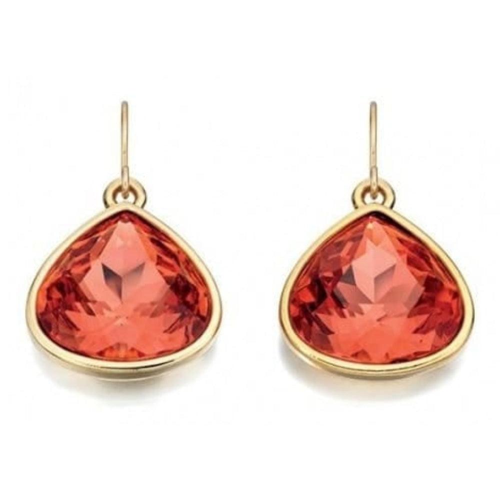 Ladies Tear drop Pink/Red Swarovski Crystal Earrings