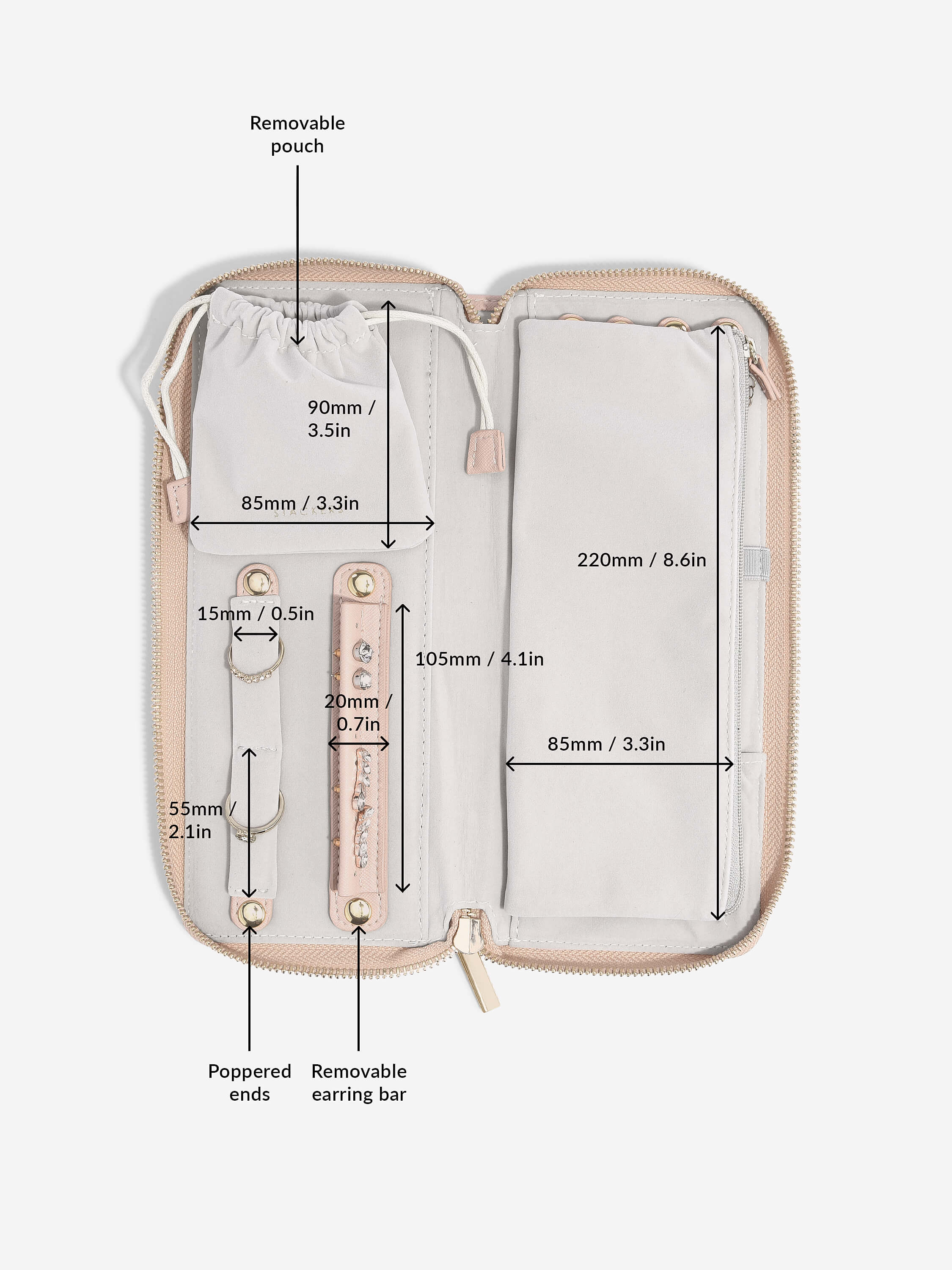 Blush Pink Jewellery Roll