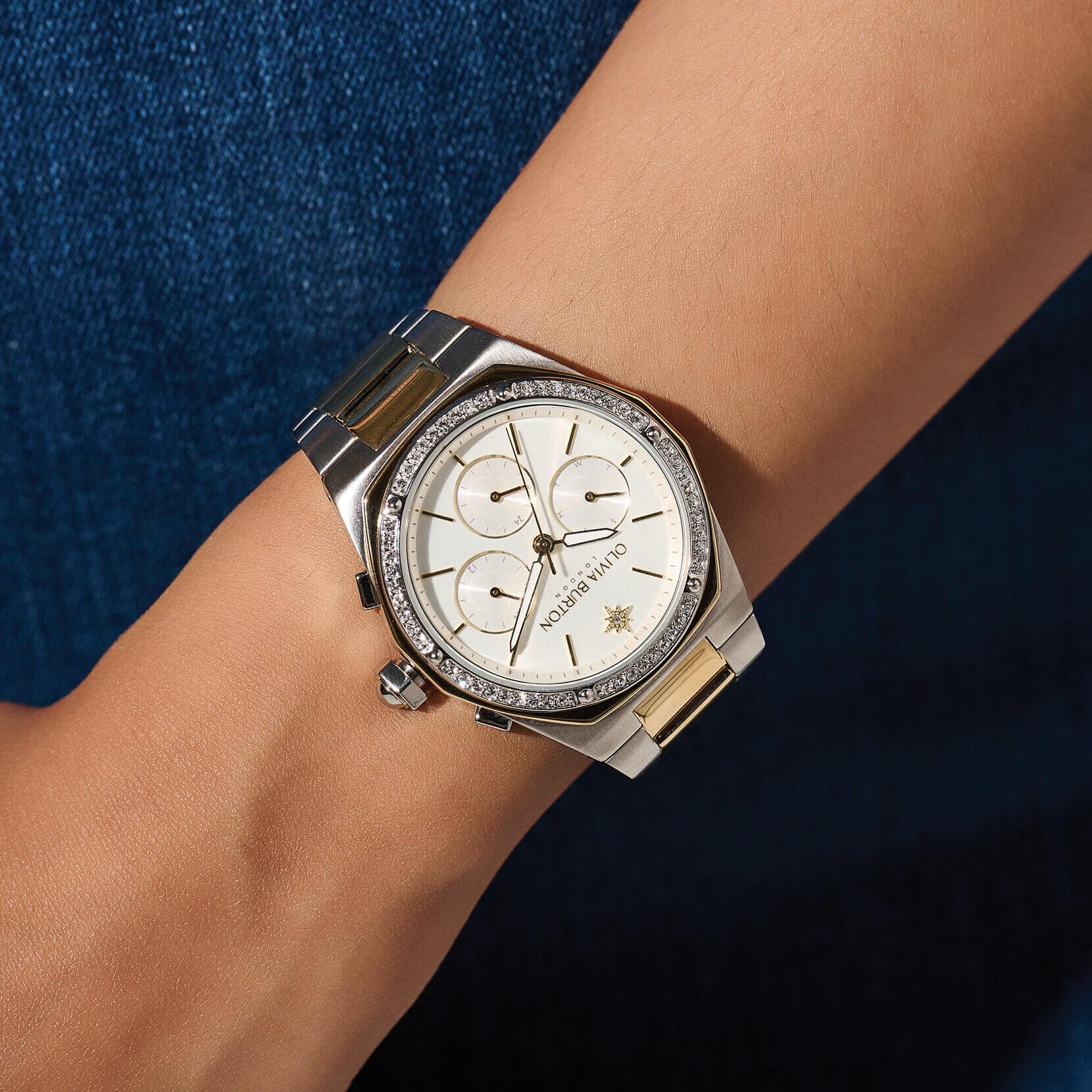 Hexa Multi-Function White & Two Tone Bracelet Watch