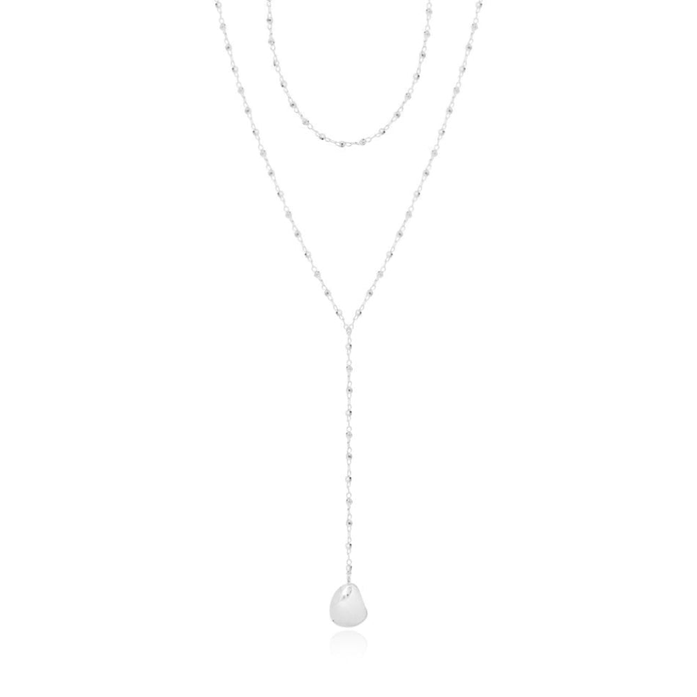 Orla | Facet Chain Lariat Necklace | 55cm Total Length With 8cm Drop