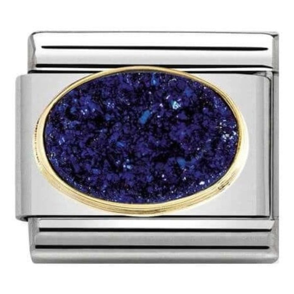 Classic Stones Link 18k Gold Agate Drusie Midnight Blue