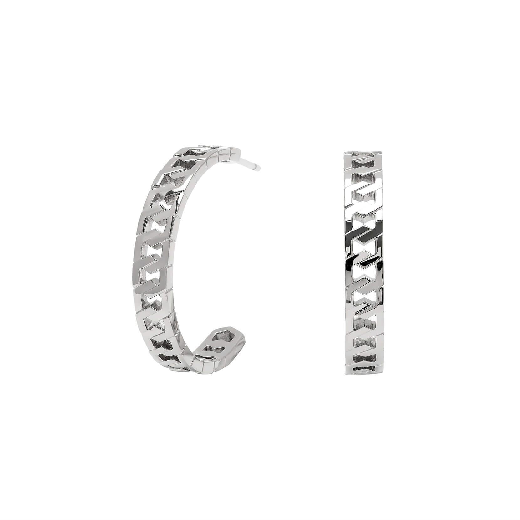 SS Honeycomb Link Hoop Earrings