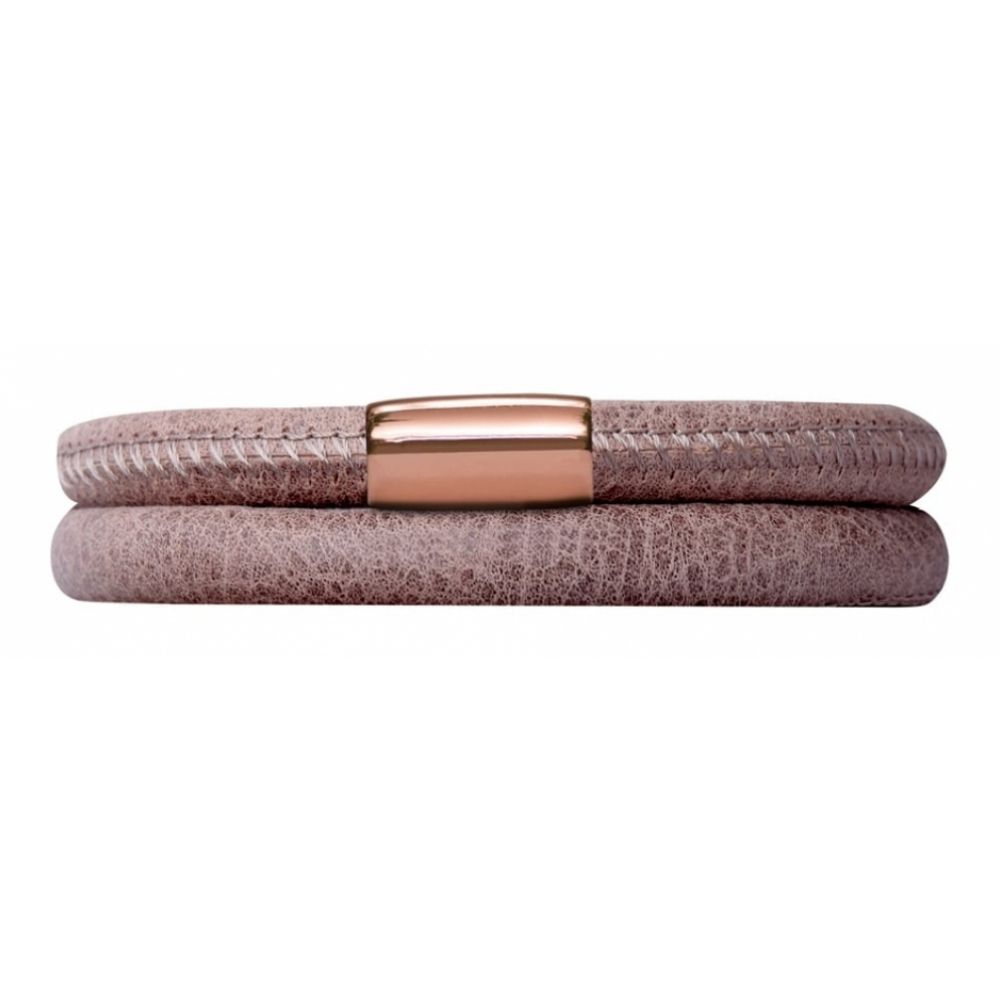 Red Brick Double Leather Bracelet Rose Gold