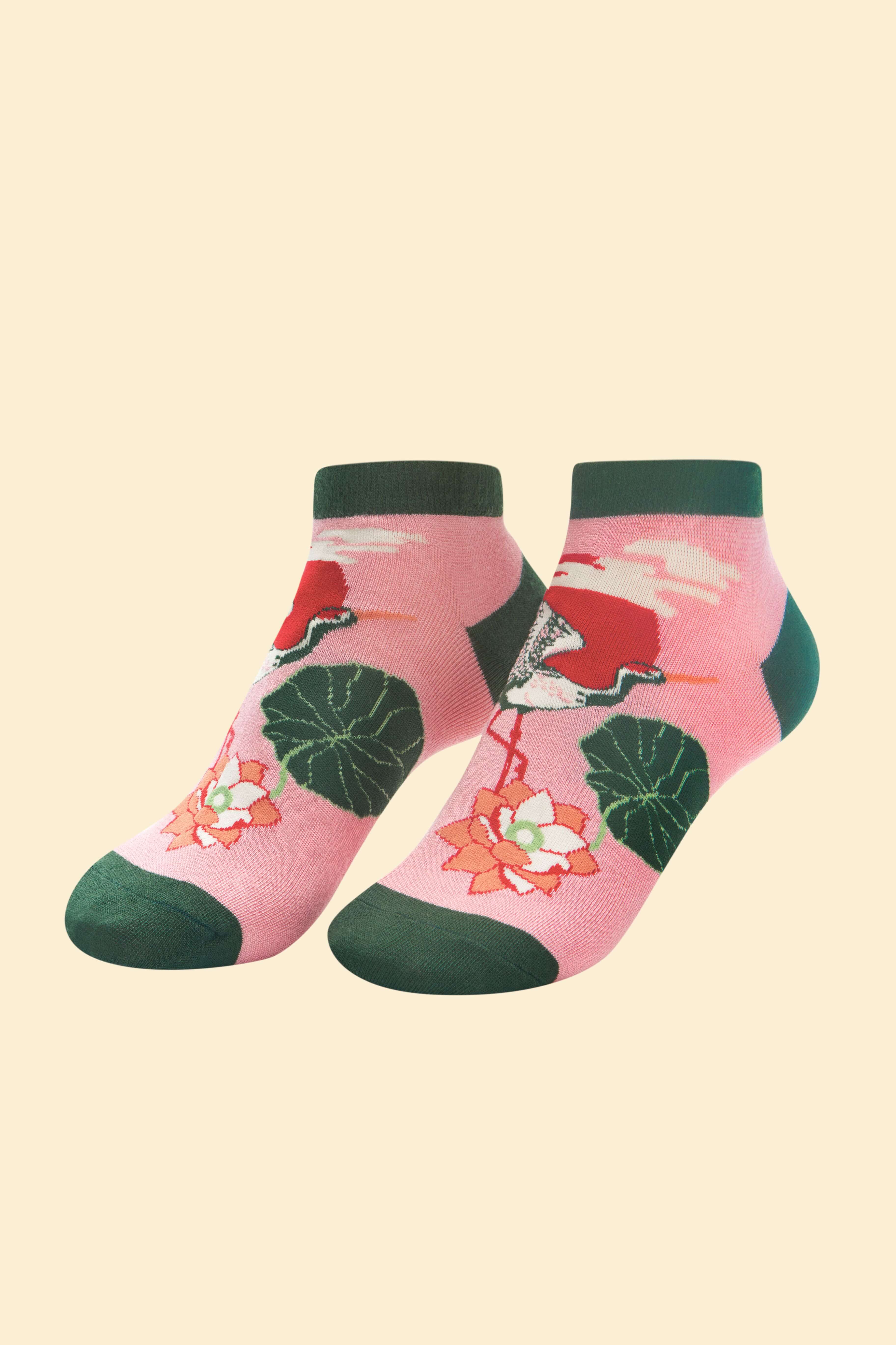 Crane at Sunrise Trainer Socks - Petal