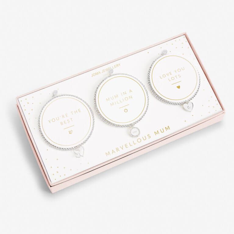 Celebration Set | Marvellous Mum | Silver | Set Of 3 Bracelets | 17.5cm Stretch