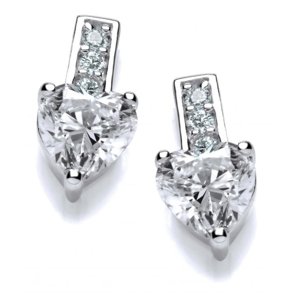 CZ Mini Drop Heart Stud Earrings