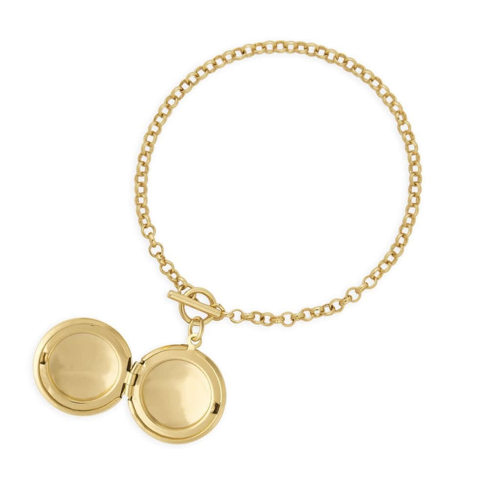 Life Lockets Gold Round Locket 18cm Bracelet