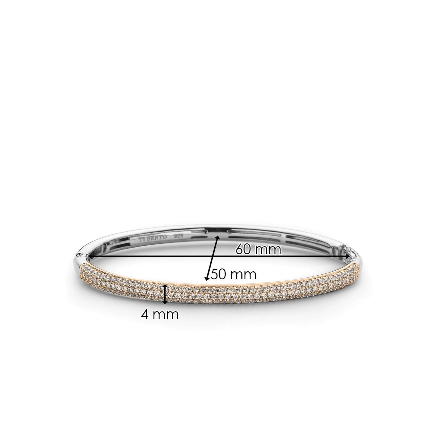 Silver & Rose Gold Plated CZ Bangle