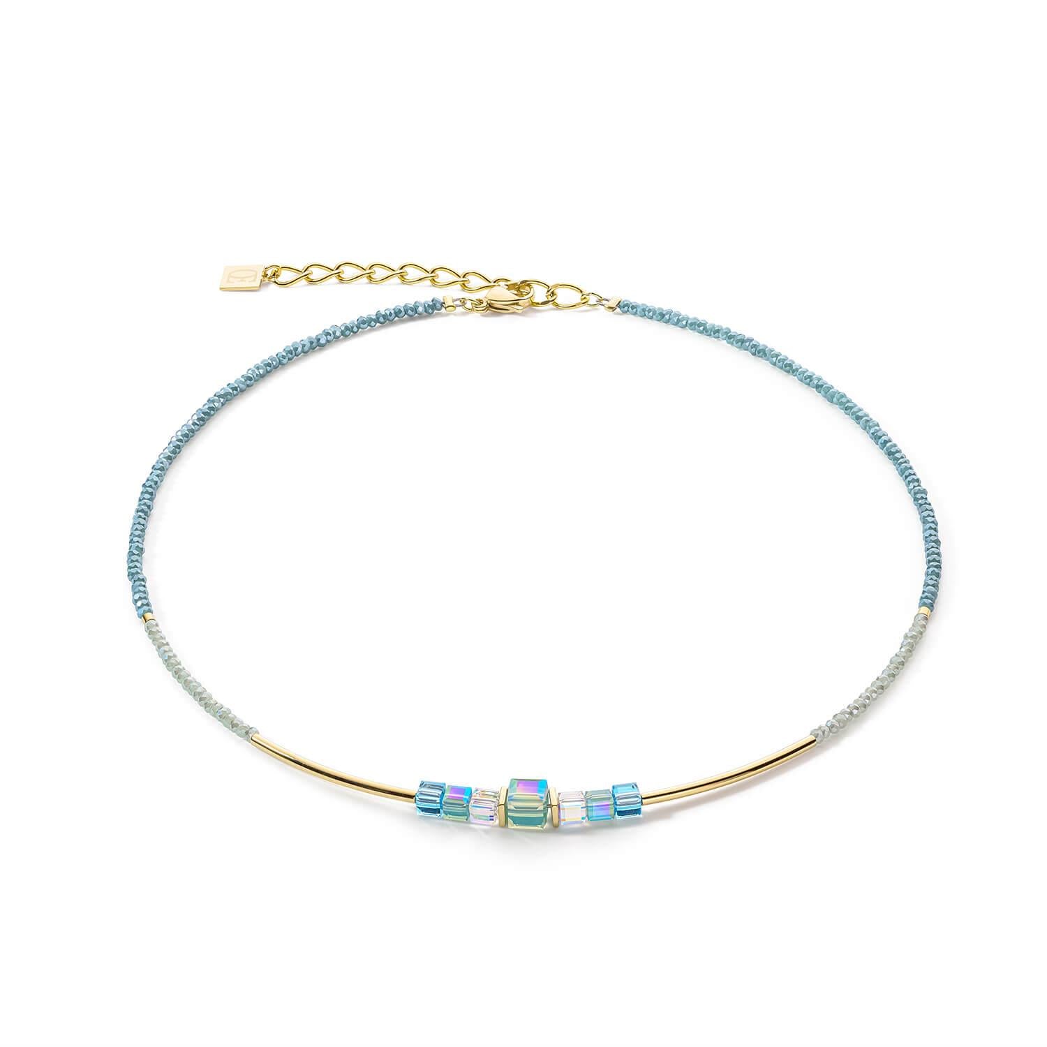 Cube Story Minimalistic Gold-Turquoise Necklace