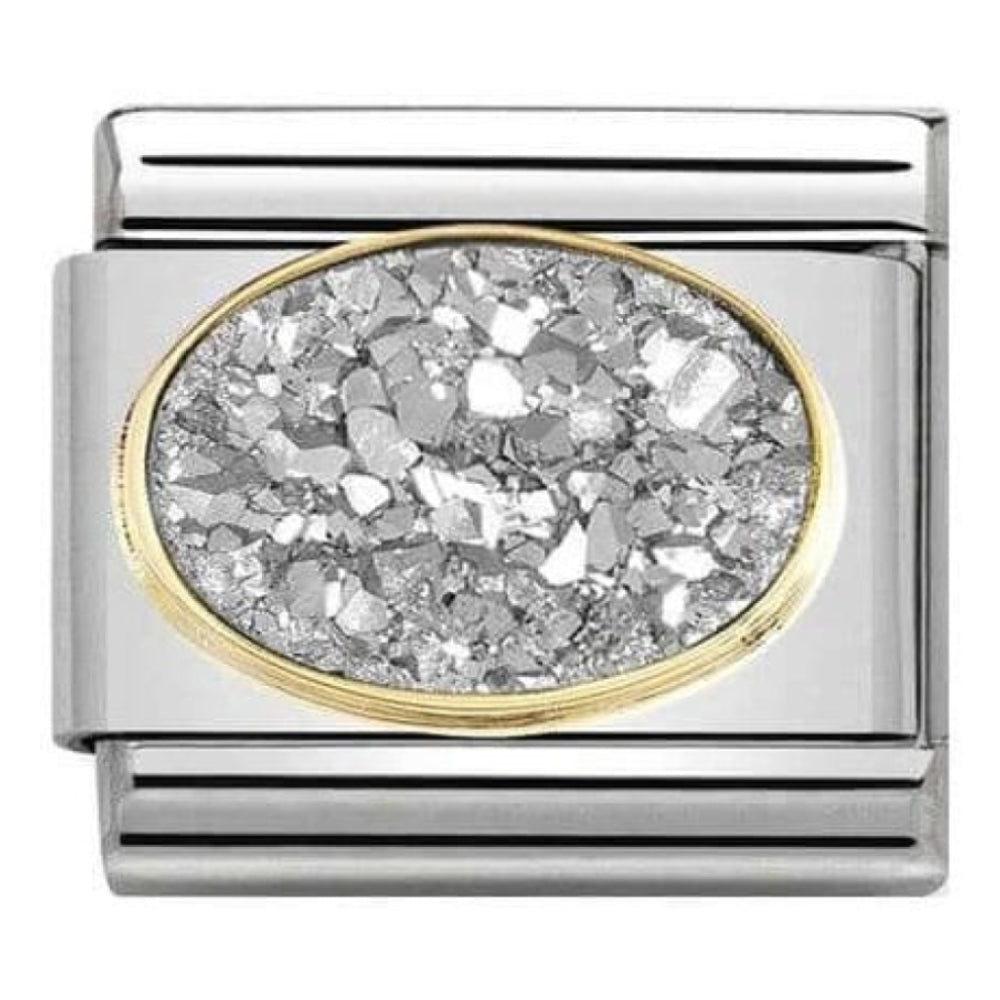 Classic Stones Link 18k Gold Agate Drusie Silver Moon