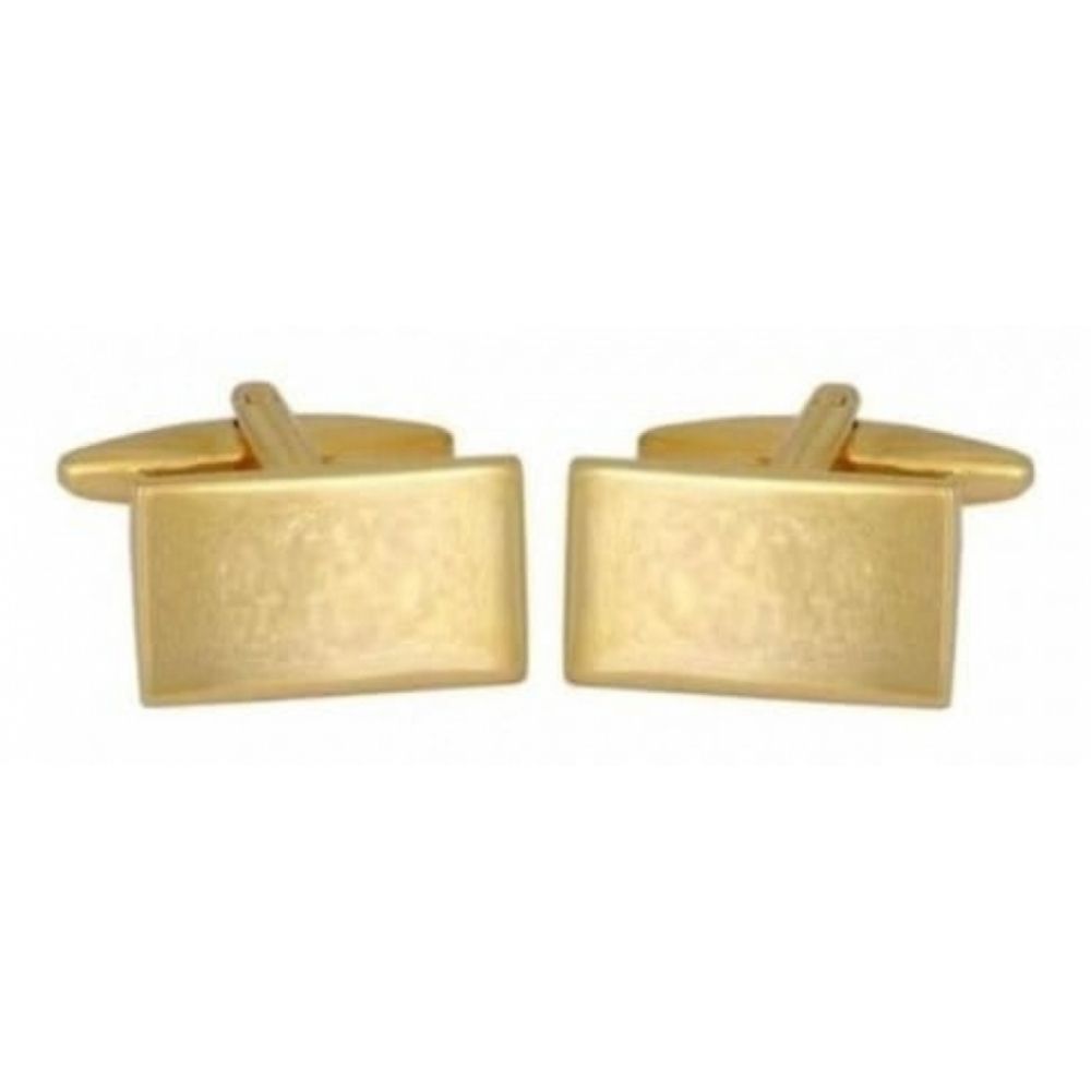 Gold Plated Polished Rectangular Shaped Cufflinks