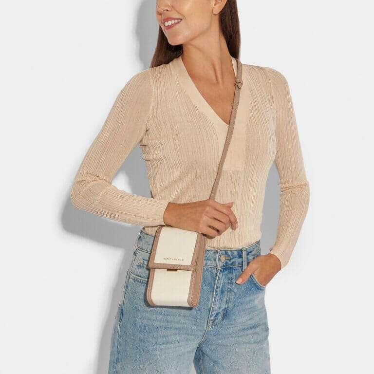 Amalfi Canvas Cell Bag Off White / Soft Tan
