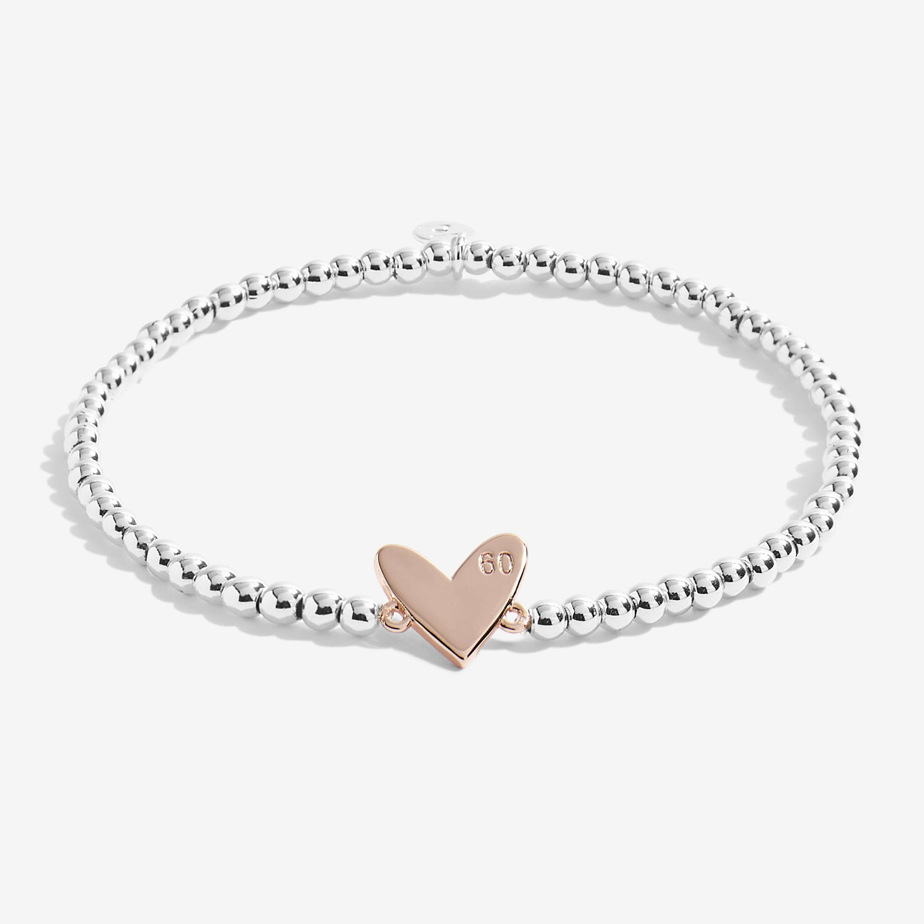 Beautifully Boxed A Littles | Happy 60th Birthday | Silver | Bracelet | 17.5cm Stretch