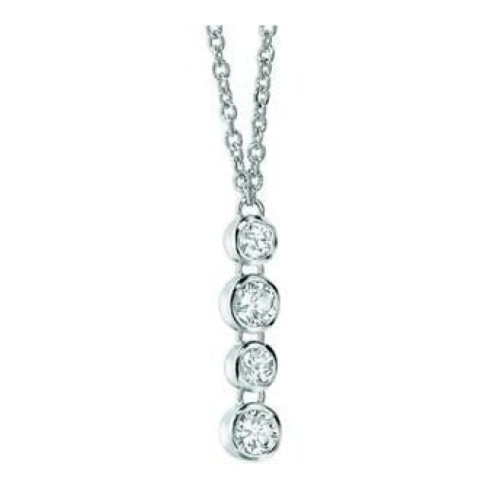 Ladies Sterling Silver And Crystal Pendant Necklace