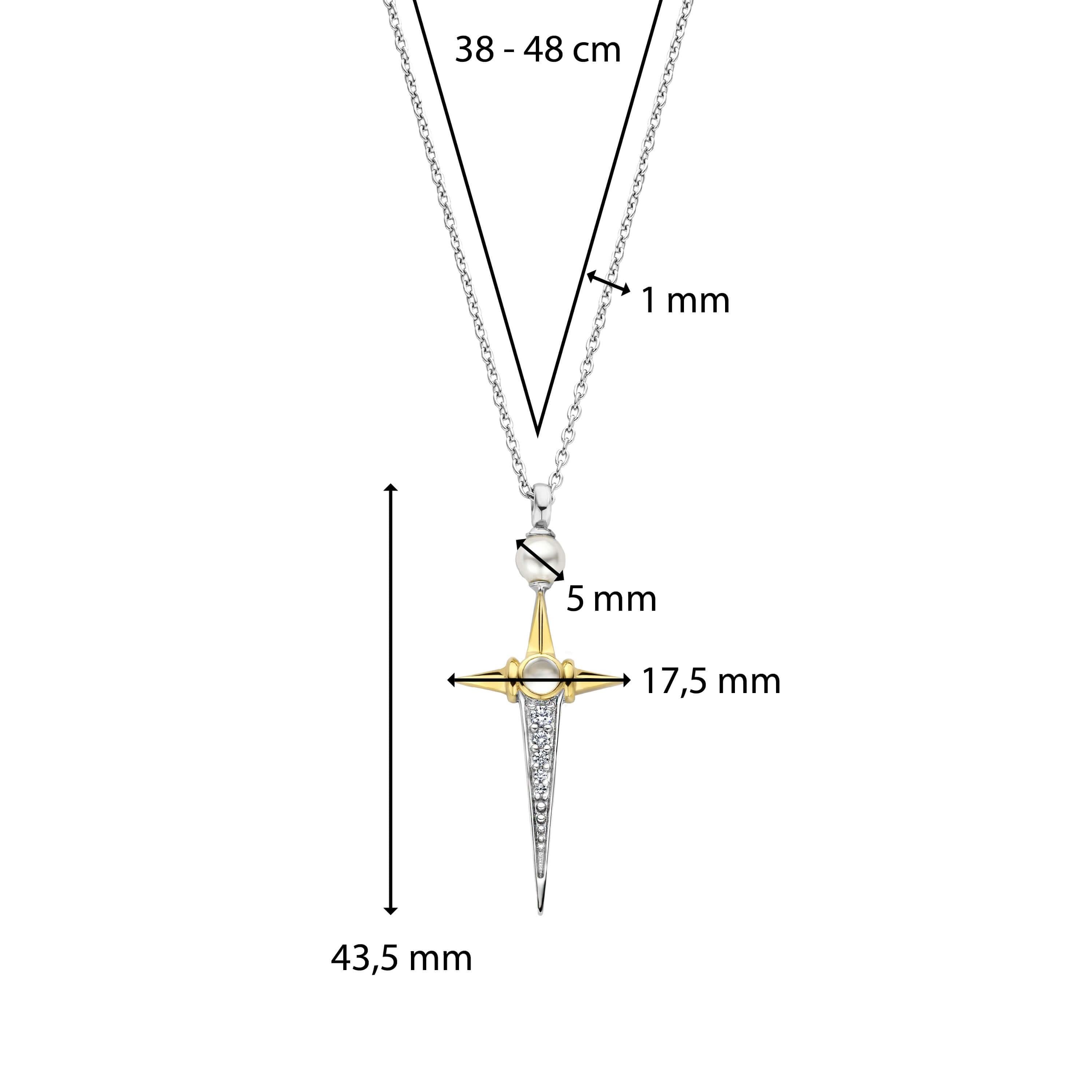 Gold Plated Elongated Star CZ Pendant Chain Necklace