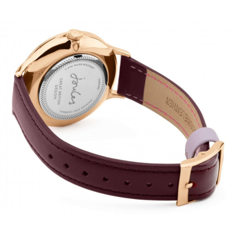 Purple Leather Strap Rose Gold Mirror Dial Ladies Watch