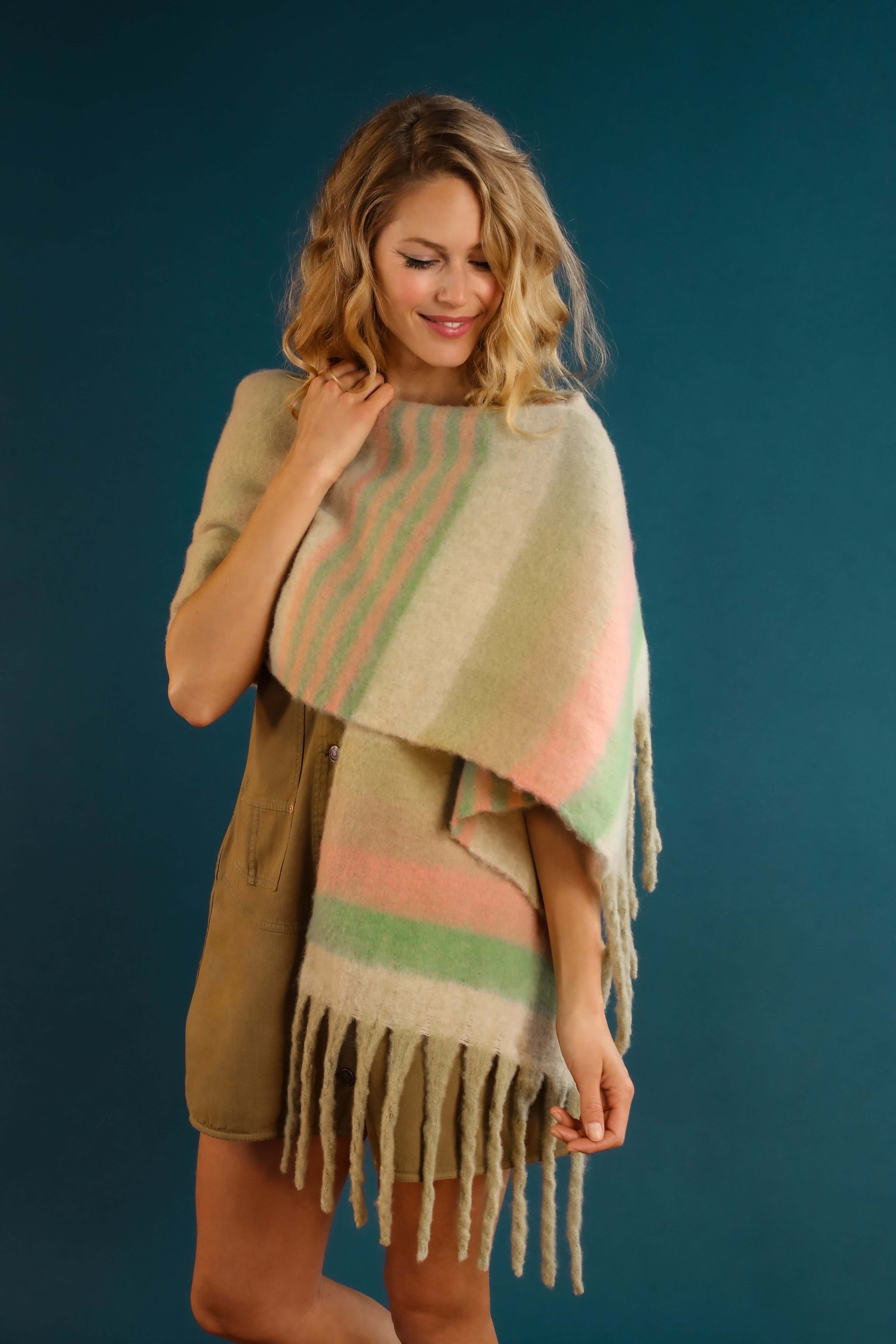 Enid Cosy Scarf - Sage/Petal