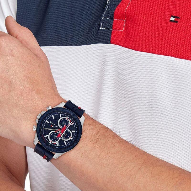 Clark Blue Chronograph Dial Silicone Strap Watch
