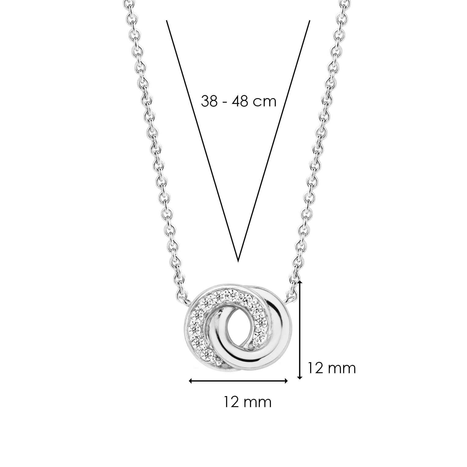 Silver & CZ Stones Interlinked Circle Pendant Chain Necklace
