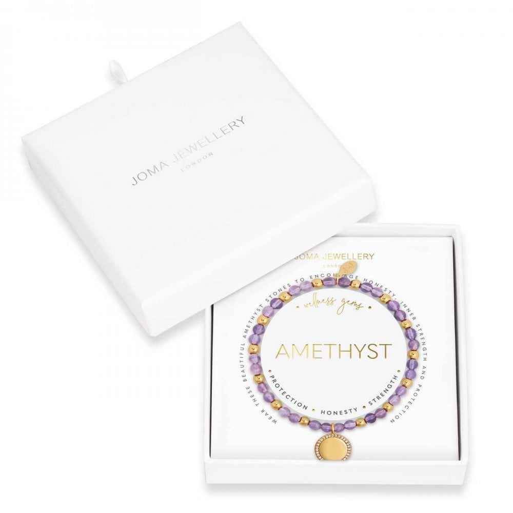 Wellness Gems | Gold | Amethyst Bracelet | 17.5cm Stretch