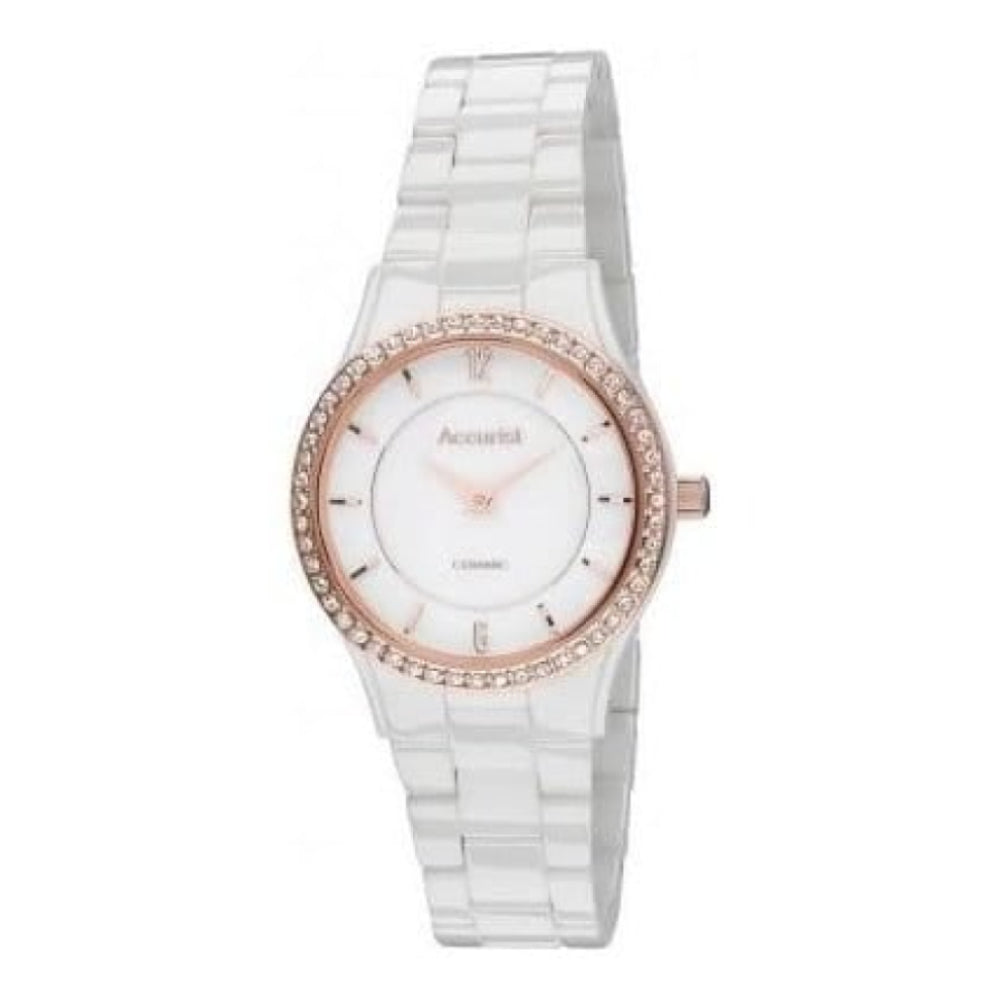 Ladies White Ceramic Rose Gold Bracelet Watch