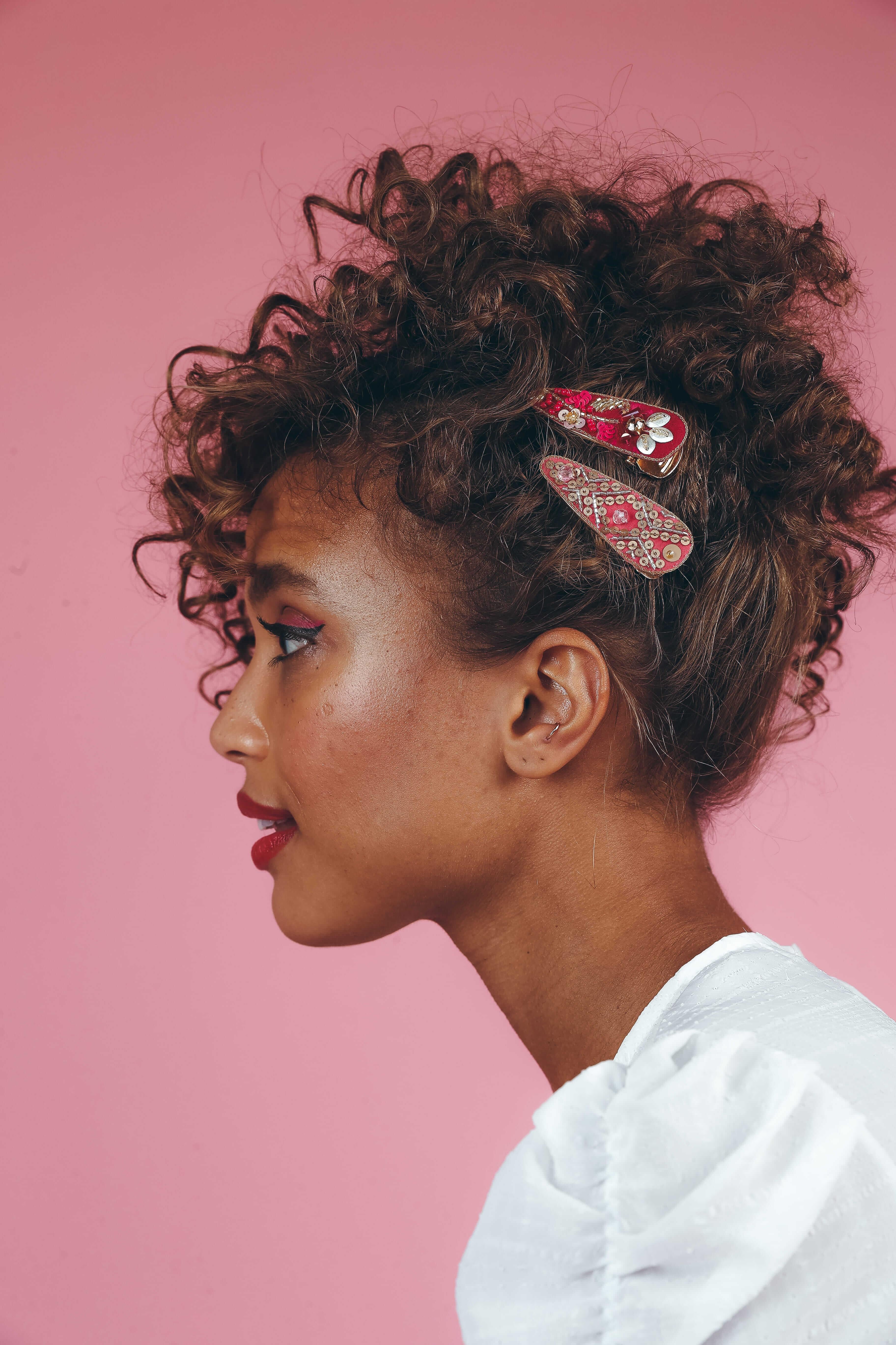 Peony Jewelled Hairclips- Pink