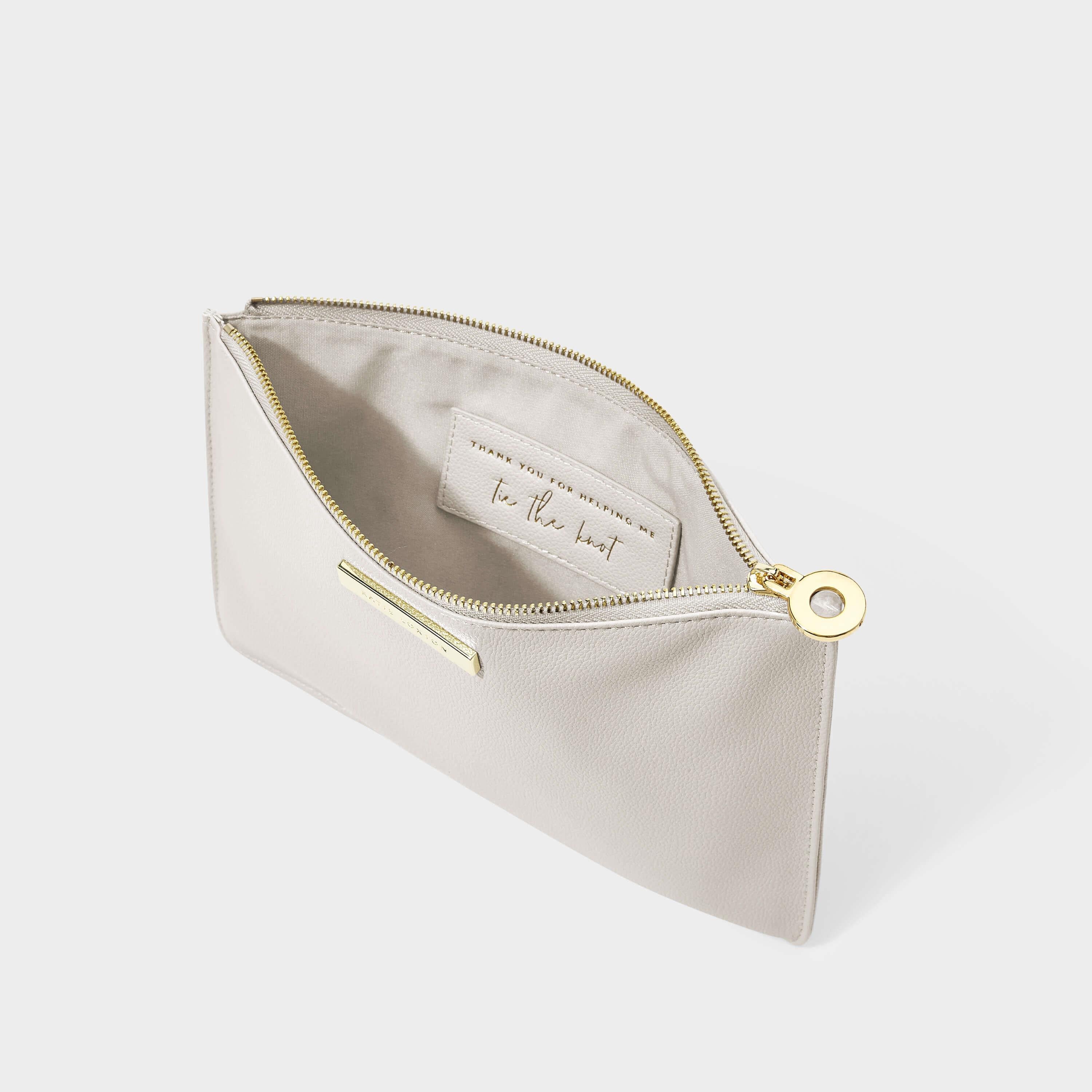 Bridal Semi-Precious Stone Pouch | Thank You For Helping Me Tie The Knot | Grey/ Rock Crystal | 16 X 24 X 1.5cm