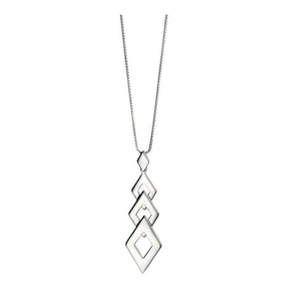 Ladies Sterling Silver Triple Rhombus Pendant Necklace