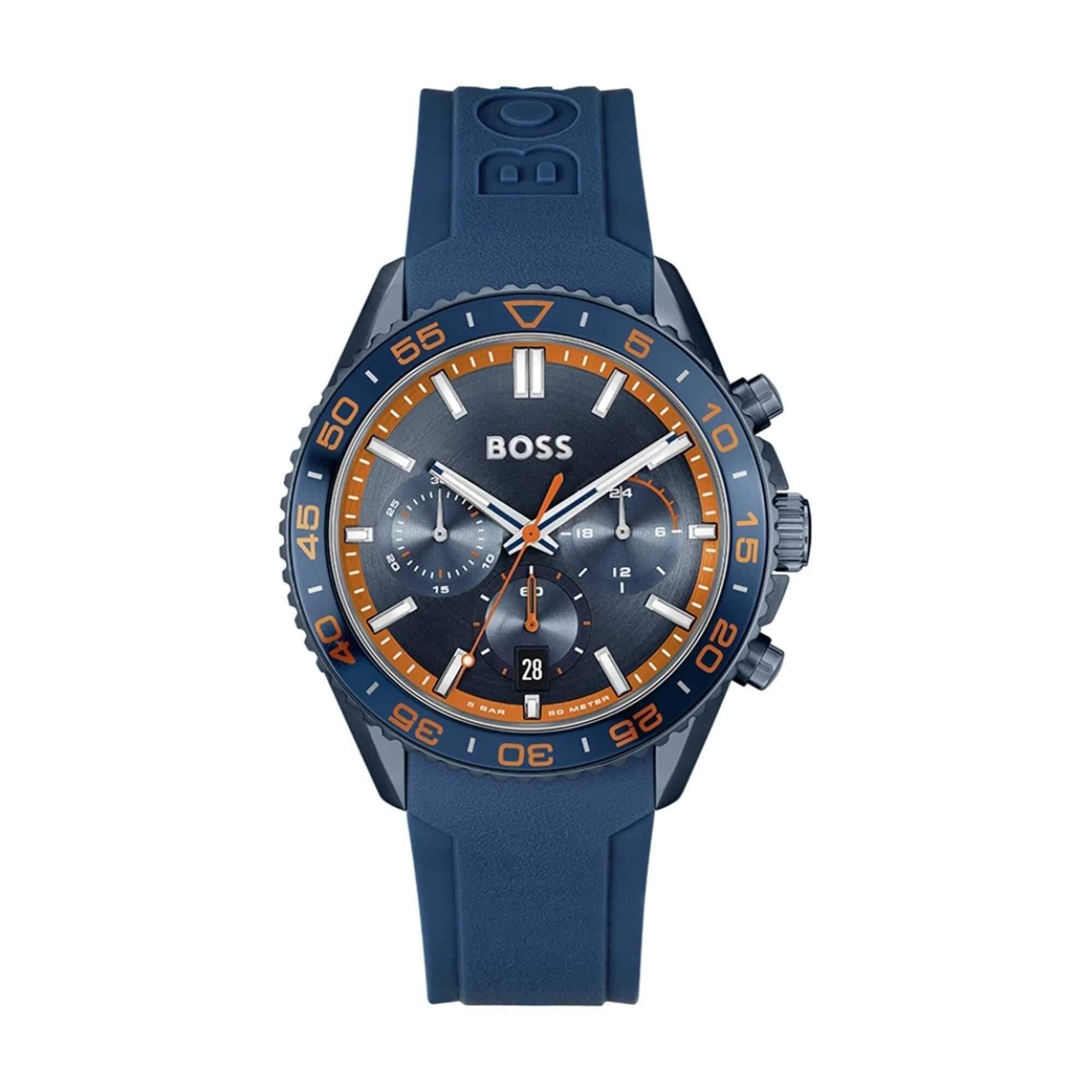 Runner Blue Chronograph Dial With Blue Silicone Strap Mens Watch