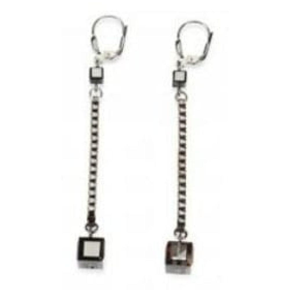 Oxidised Ruthenium Alloyed Brass Drop Earrings