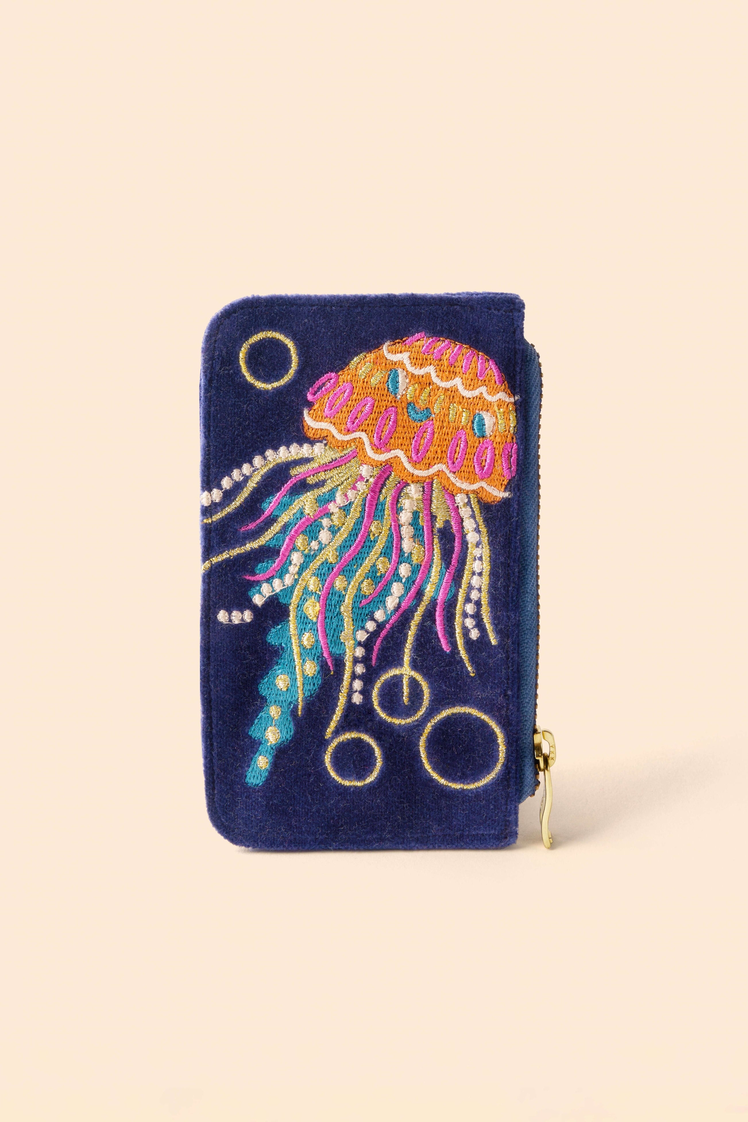 Jolly Jelly Velvet Card Holder - Navy