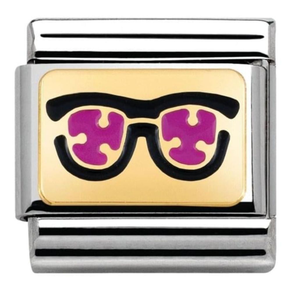 Classic Link In Stainless Steel With Pink Dots Glasses
