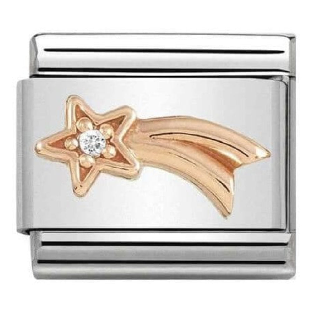 Classic Symbols Link Shooting Star CZ 9k Rose Gold