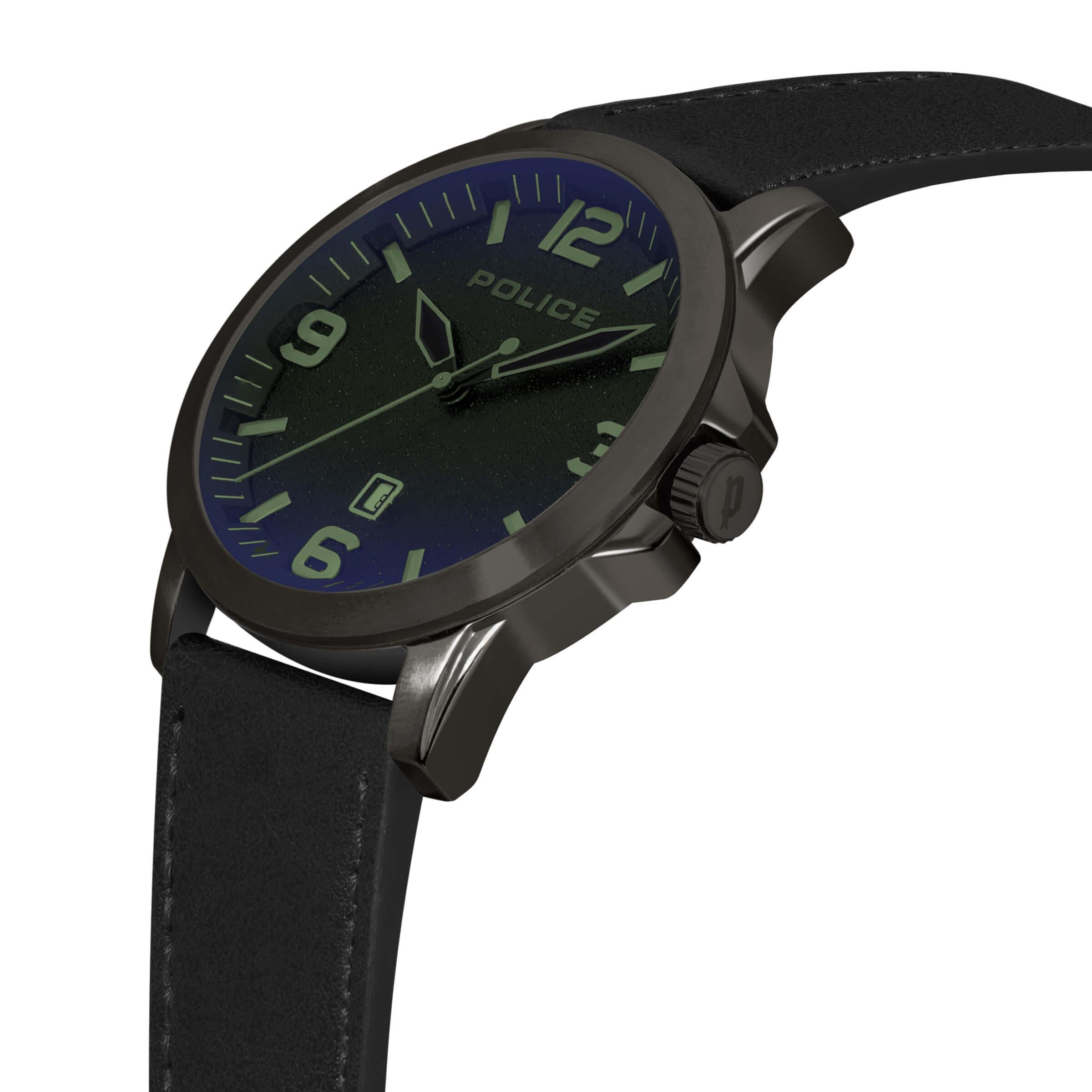CLIFF Black Leather Strap Watch