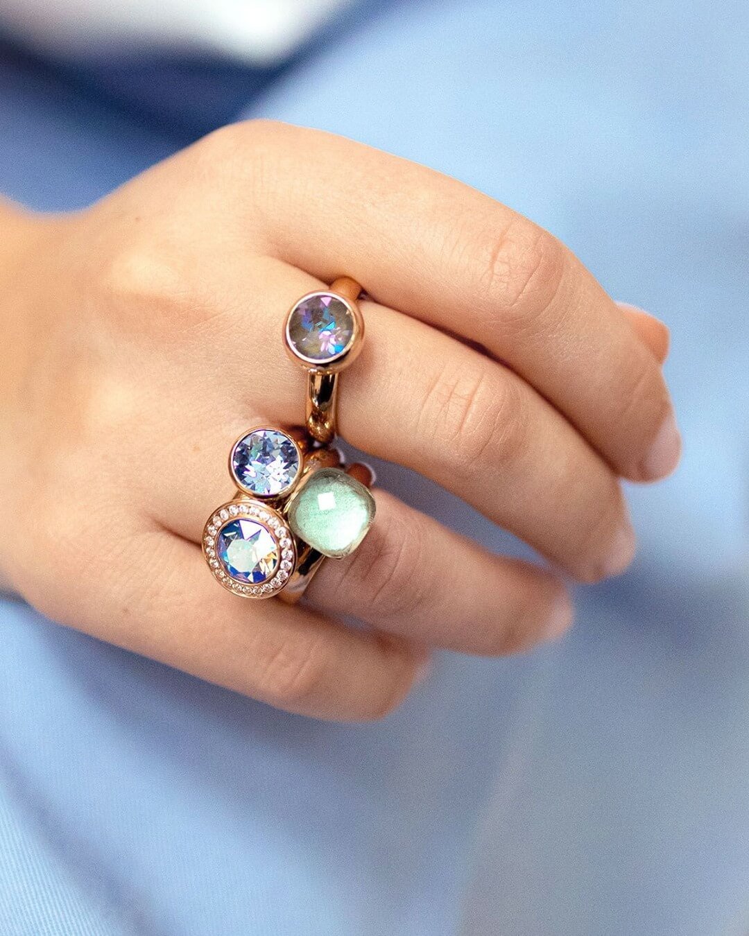 Light Sapphire Shimmer Interchangeable Top Bottone (Rg/P)