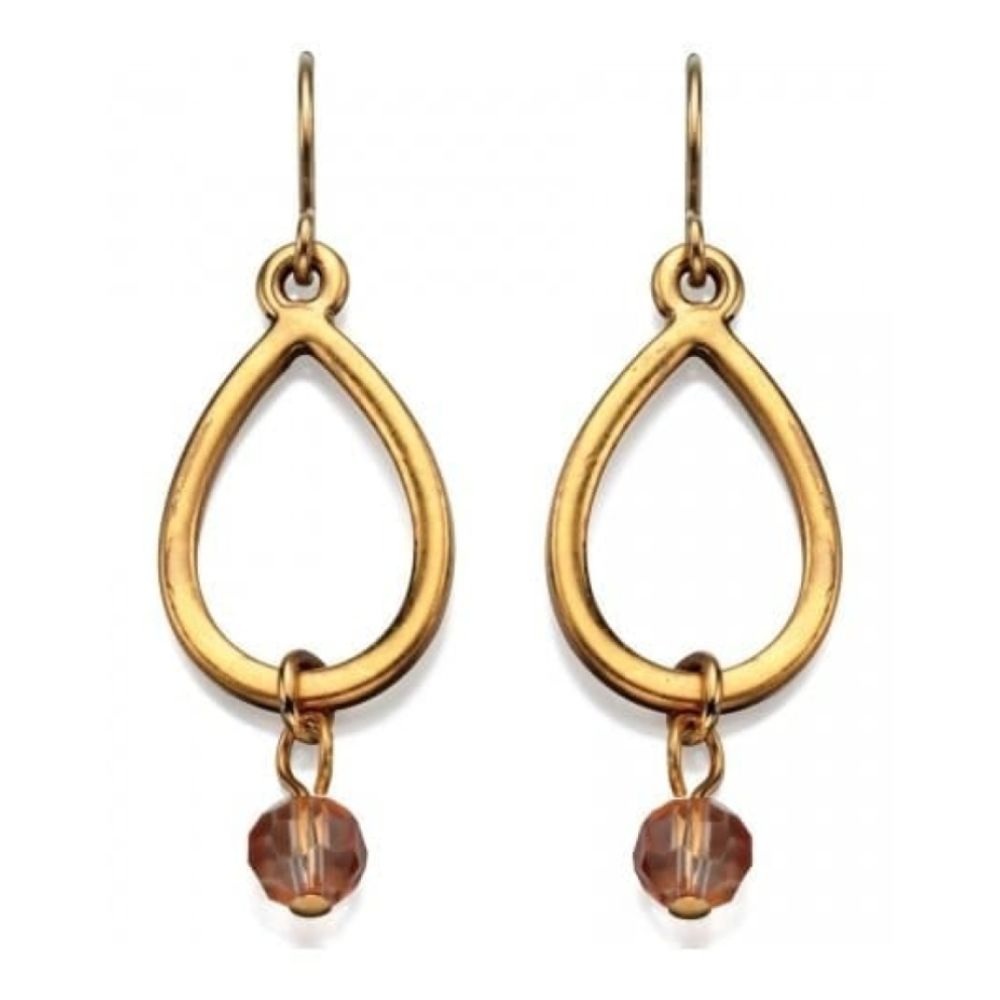 Ladies Gold Teardrop Cut-out Earrings