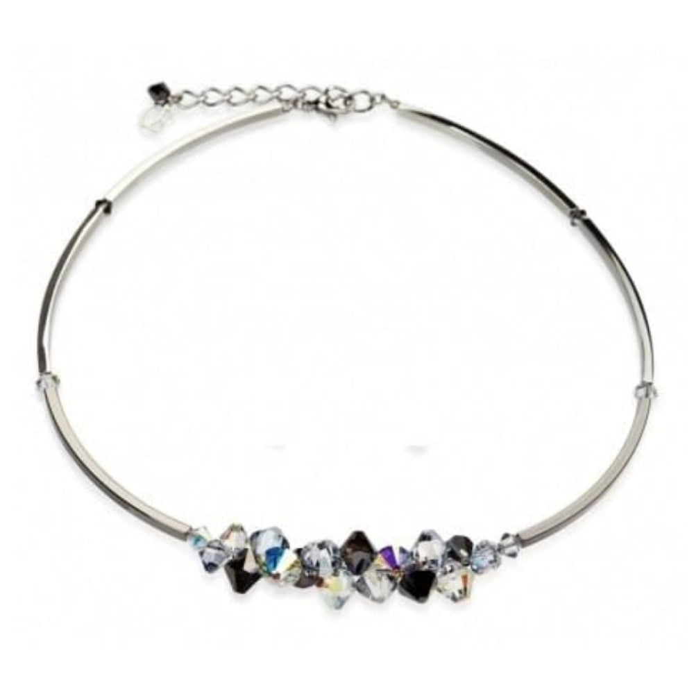 Oxidised Steel & Ruthenium Brass With Swarovski Necklace