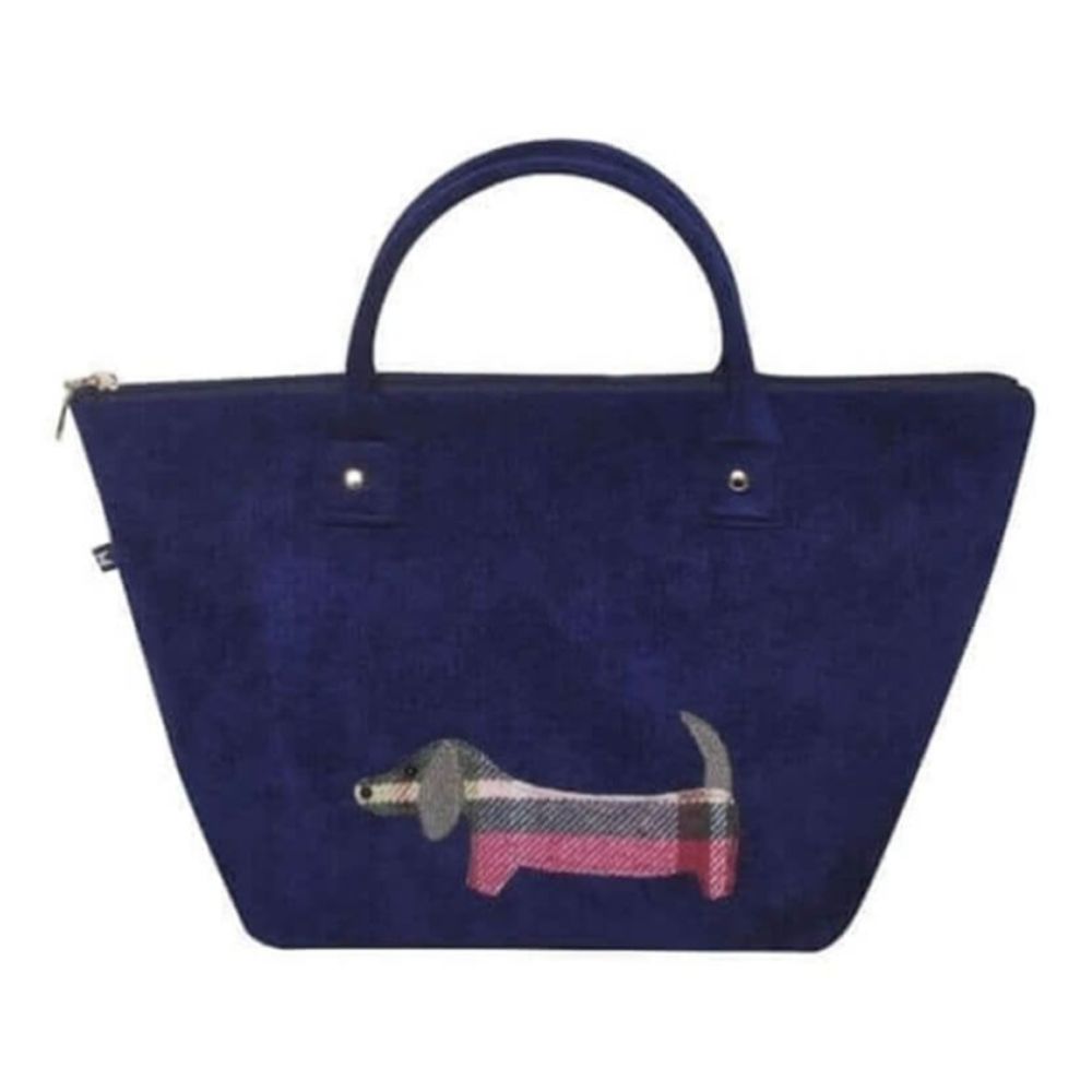 Navy Dog Animal Applique New Cord Tote