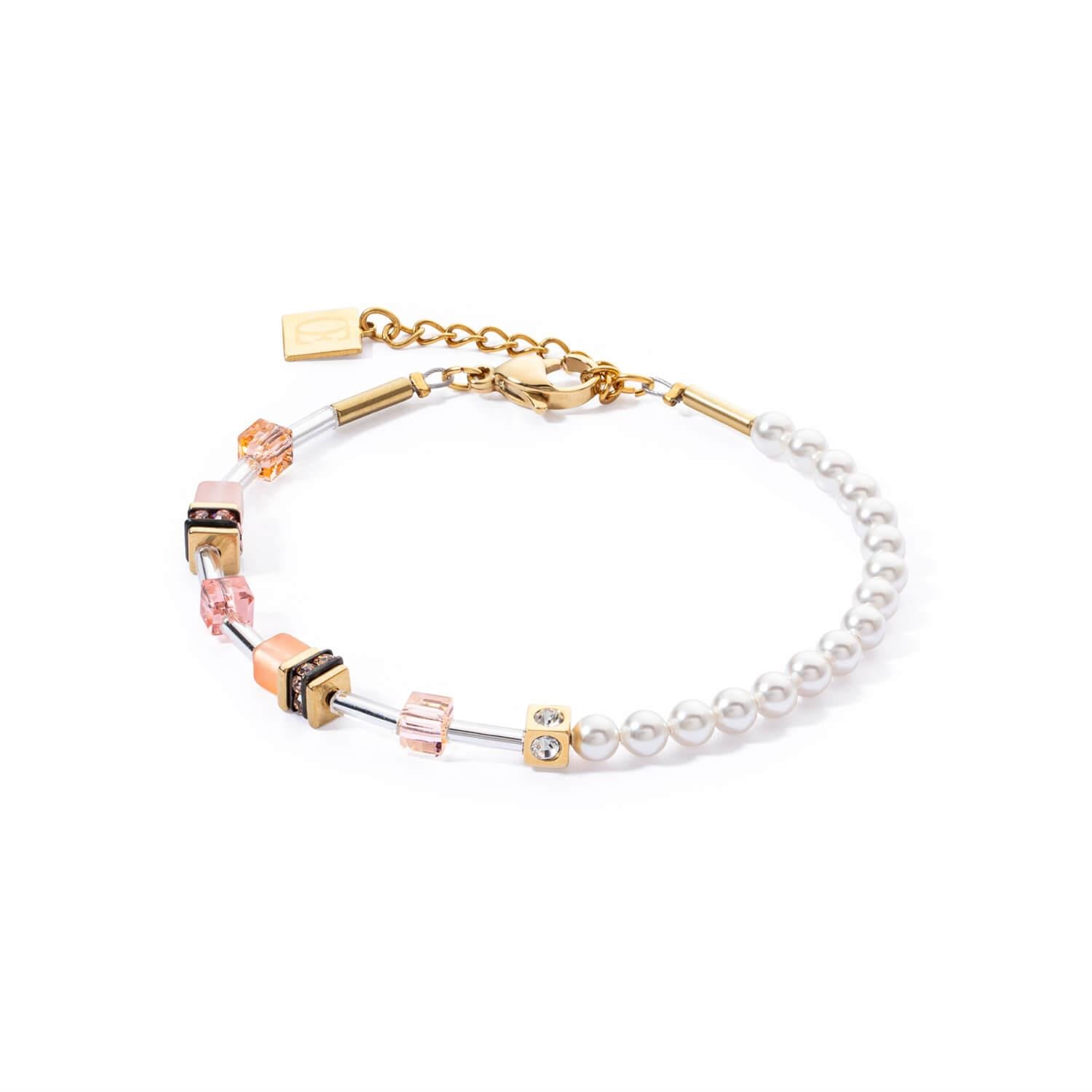 GeoCUBE Mini Fusion Pearls Bracelet In Apricot