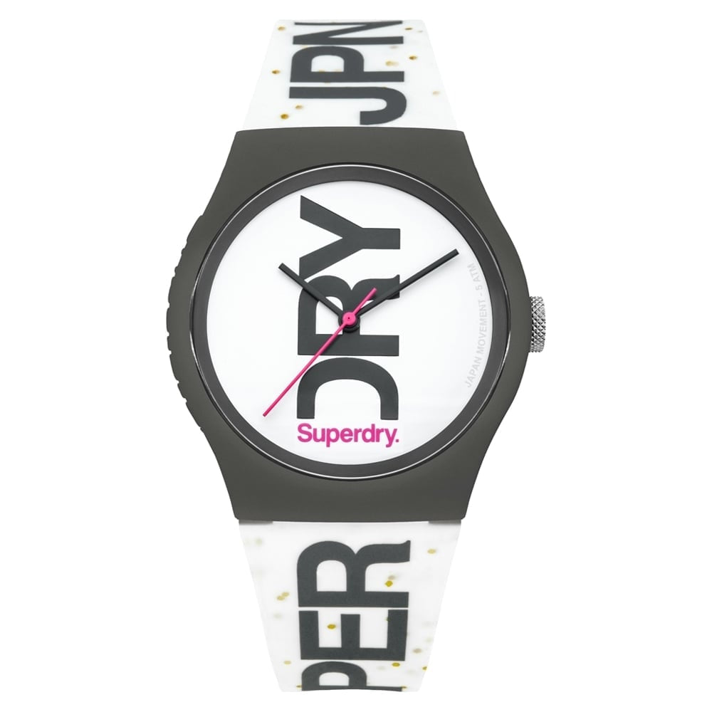 Urban Brand Glitter White Dial With White Glitter Printed Silicone Strap Watch