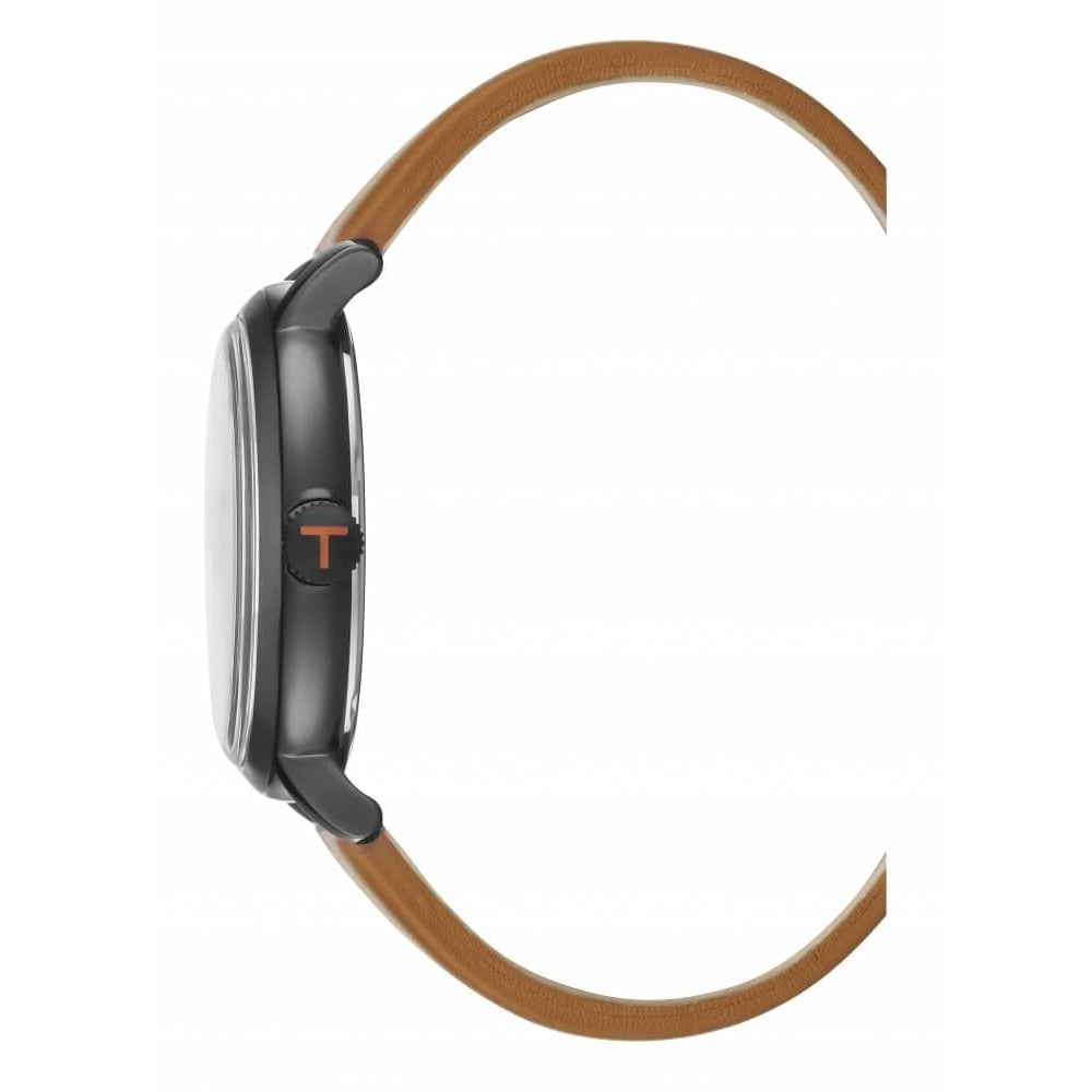 Tan Leather Black Ion-Plated Case Watch