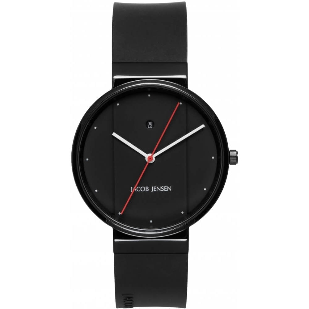 Stainless Steel Black Dial & Black Silicone Strap Gents Watch