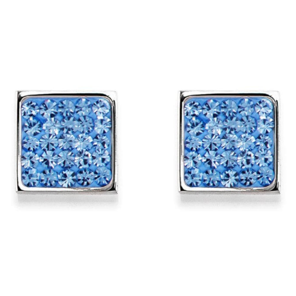 Square Earrings with Stickpin & Light Blue Swarovski Crystals