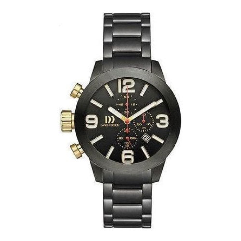 Gents Black Stainless Steel Chronograph Chunky Bracelet Watch