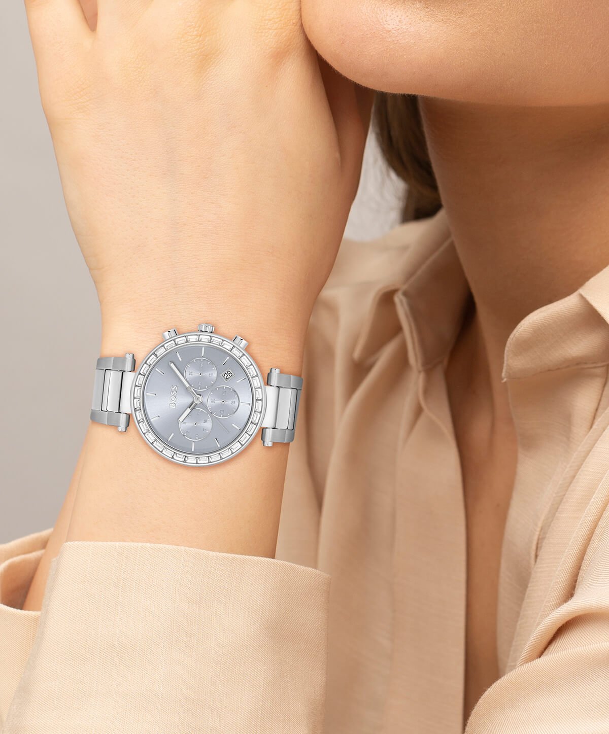 Andra Stainless Steel Crystal Set Dial Ladies Watch
