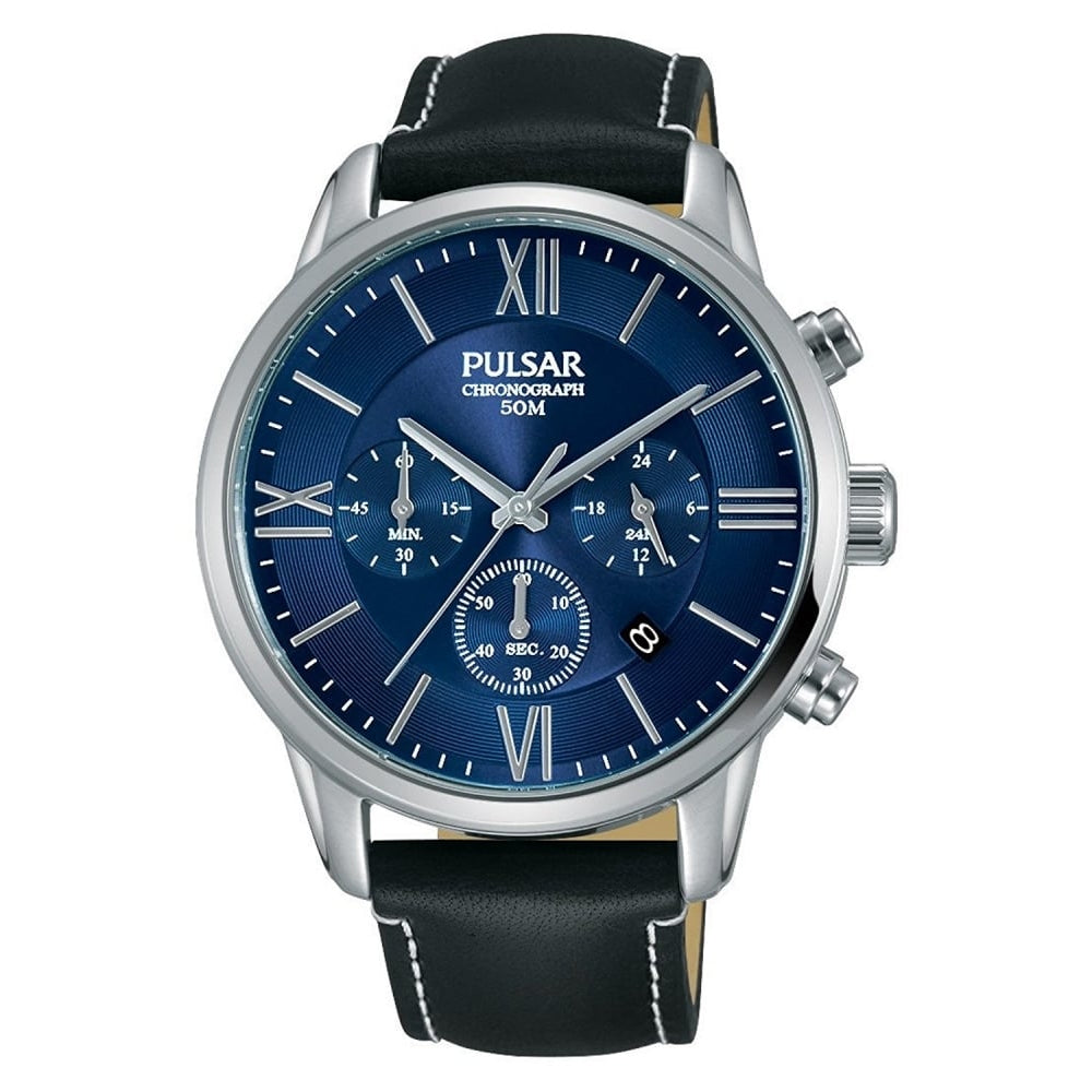 Gents Quartz Chronograph Watch With Blue Dial