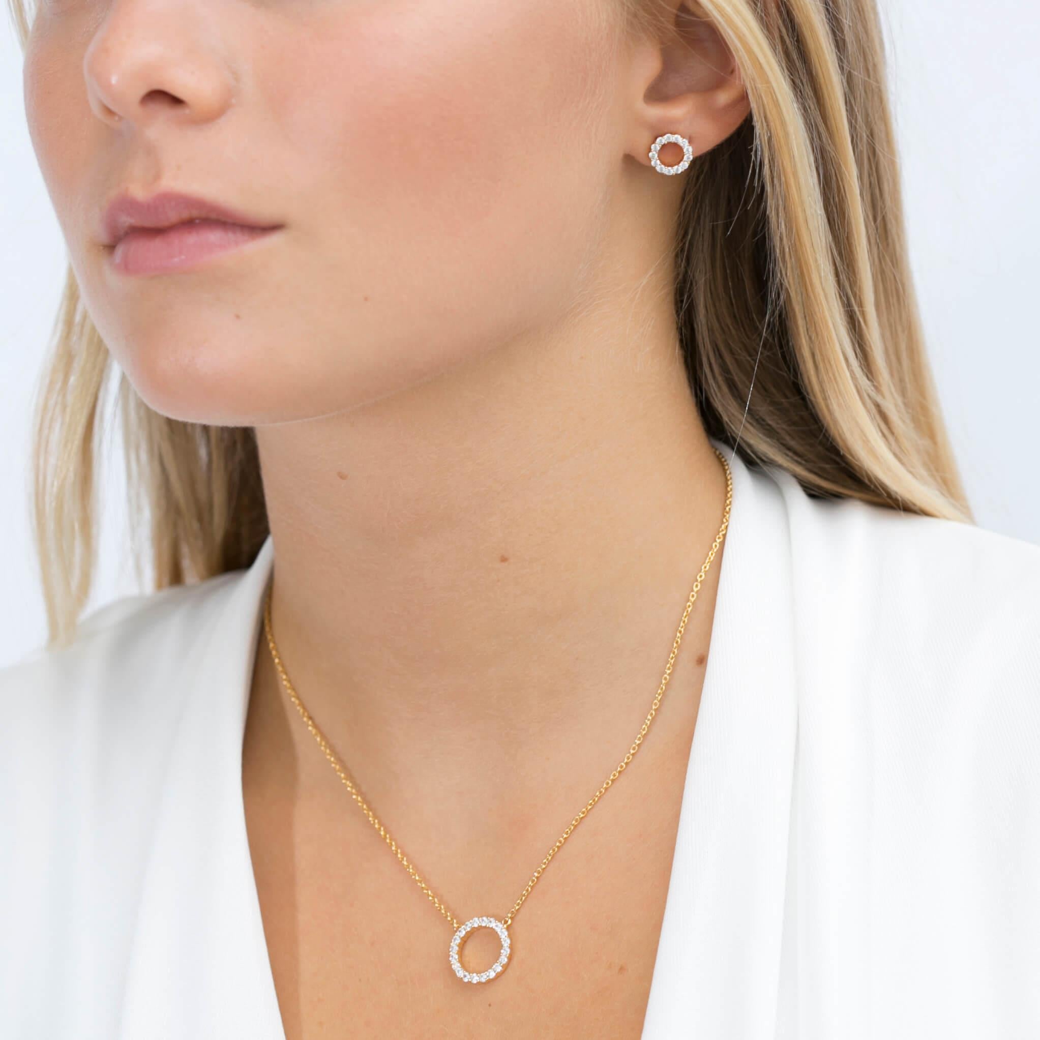 Biella Uno Piccolo Earrings In 18k Gold Plated With White Zirconia