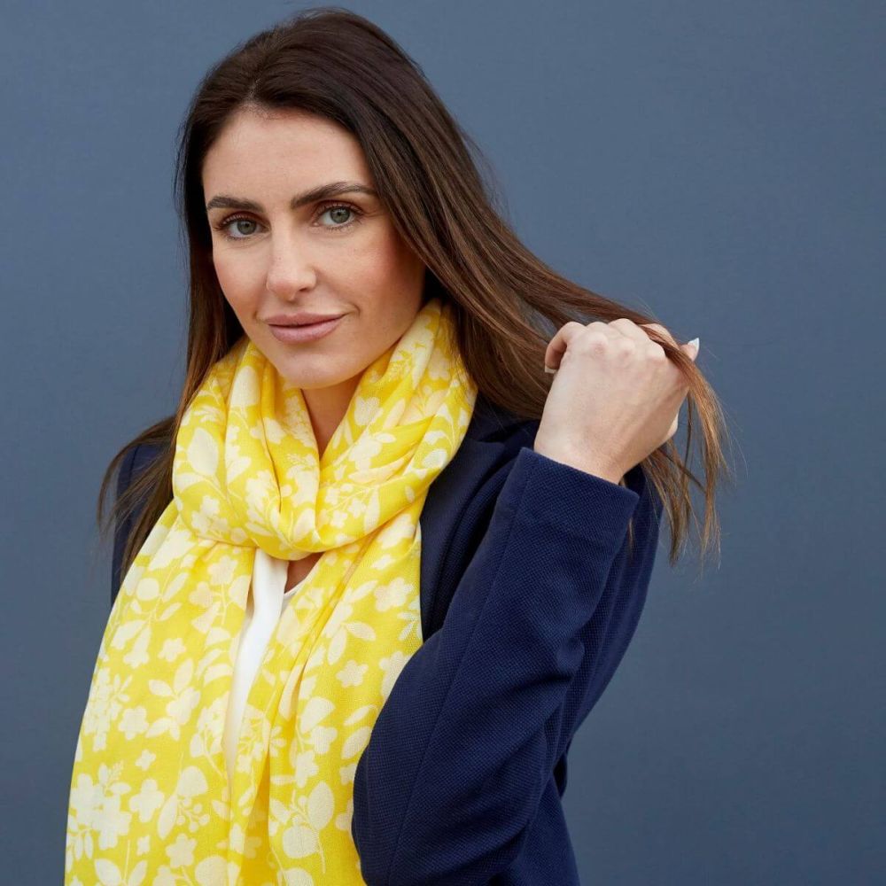 Sherbet Yellow Oil Cloth Print Scarf